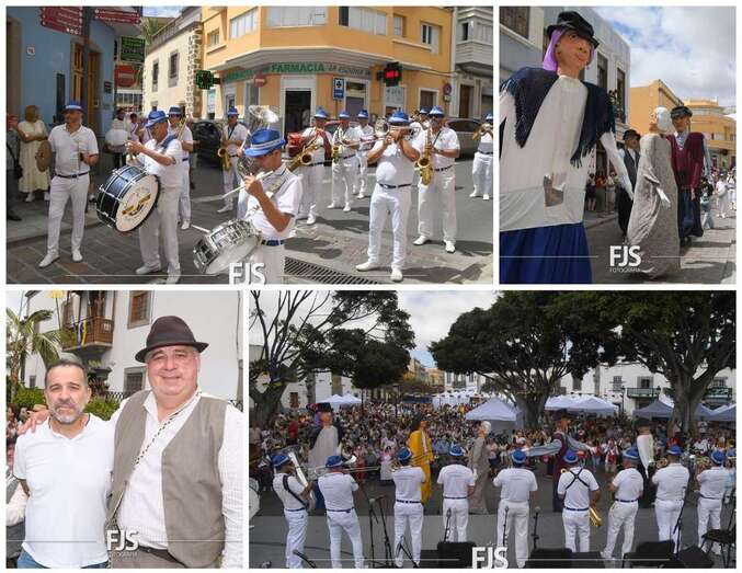 Collage de fotos de la participación de la Banda de Agaete en la fiesta por el Día de Canarias en Telde/Francisco Javier Santana.